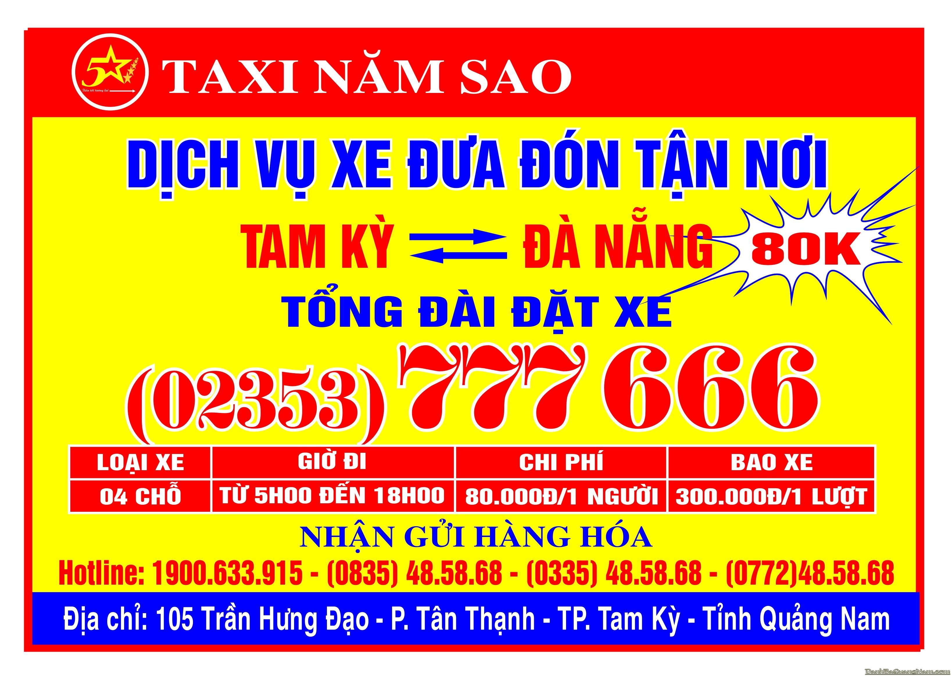 Taxi Năm Sao - Tam Kỳ – Đà Nẵng và ngược lại - Danh Bạ ...